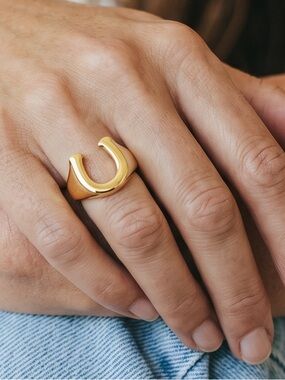 Gold Horseshoe Ring Minimalist Lucky Western Ring